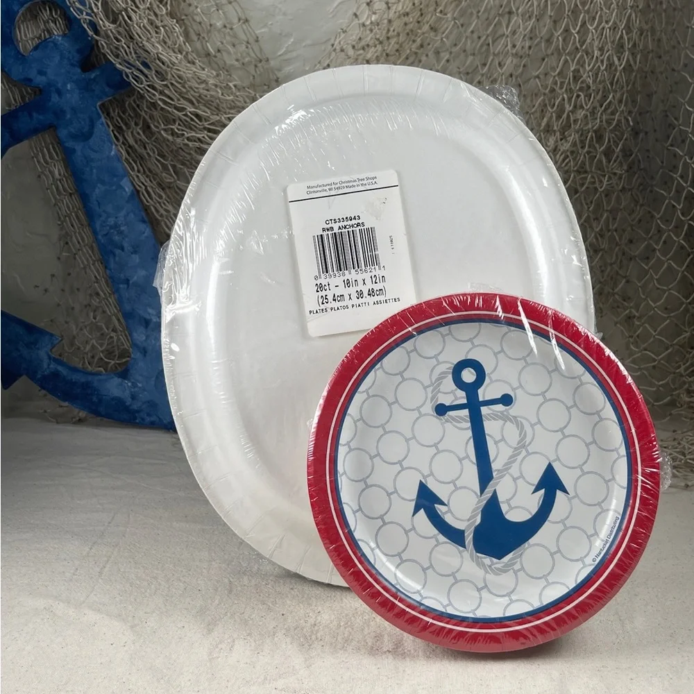 * NWT Bundle Anchors Nautical Paper Plates